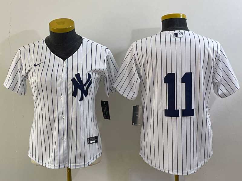Womens New York Yankees #11 Anthony Volpe White No Name Stitched MLB Nike Cool Base Jersey